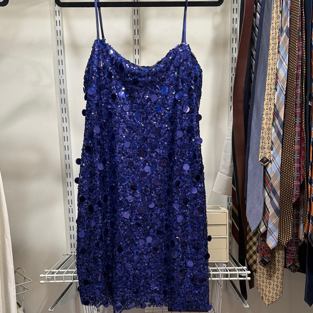 Royal Blue Sequin Mini Slip Dress